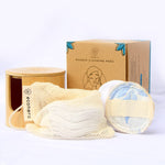 Washable make-up removal pads - 20 set incl.  Cloth bag + bamboo box